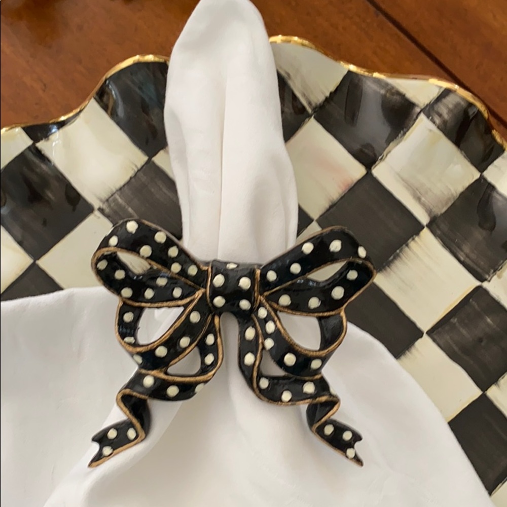 MacKenzie-Childs Napkin Rings Bow NWT original packaging, no longer available MC - Picture 4 of 6